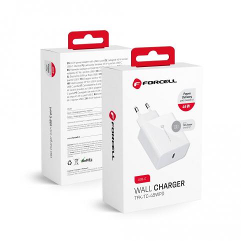 Chargeur secteur forcell avec cable usb type c 