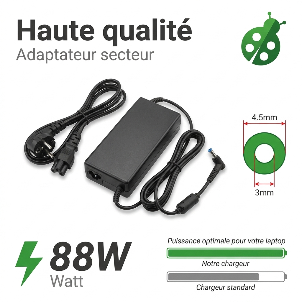 Chargeur ordinateur portable hp  pavilion 15 da0008ca