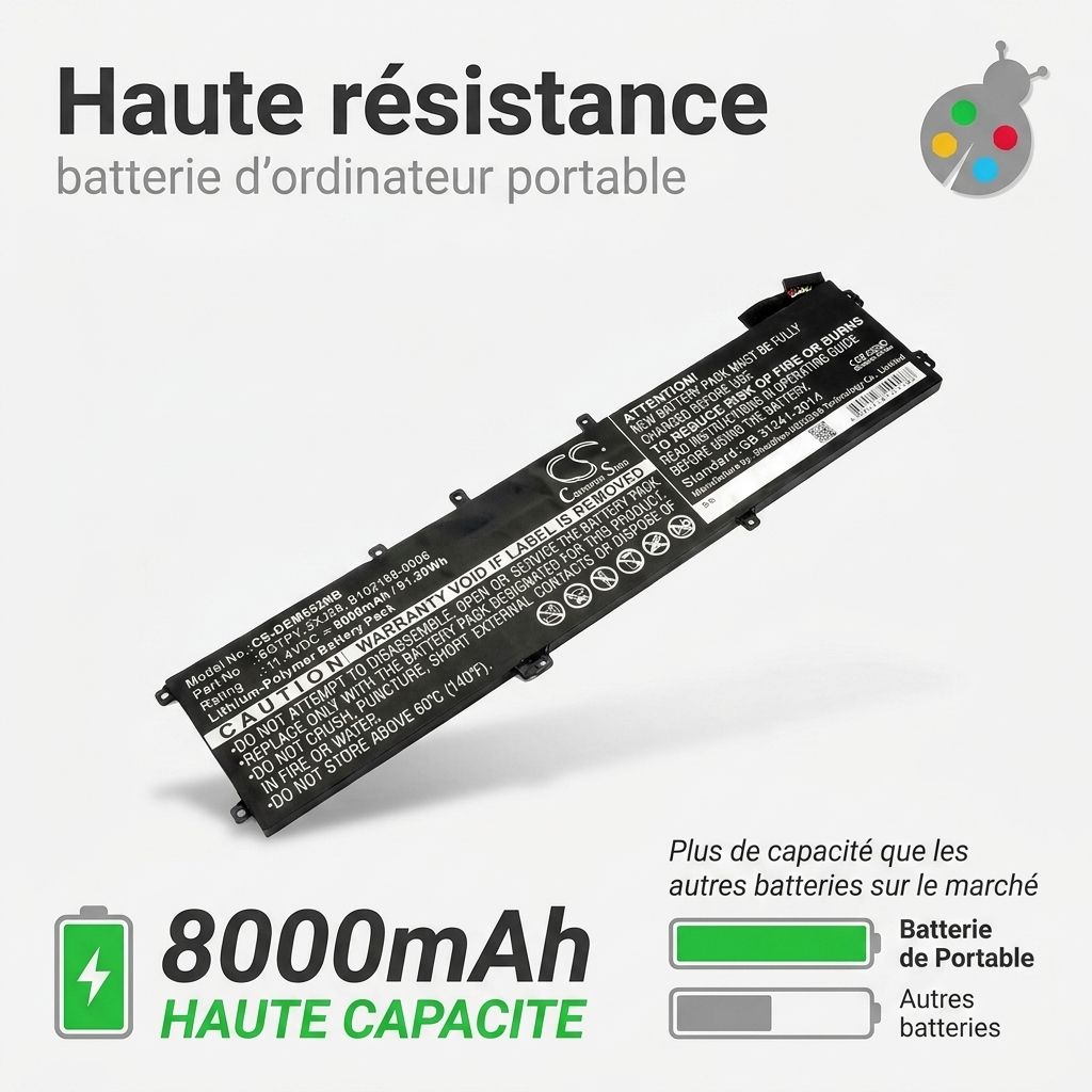 Batterie ordinateur portable dell xps 15 9570 i7 fhd