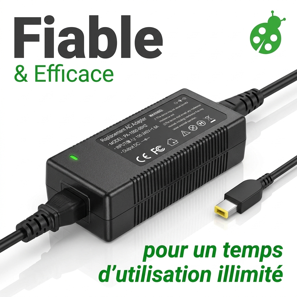 Chargeur ordinateur portable lenovo thinkpad t570 prise carre jaune