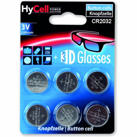  6 piles lithium bouton lithium hycell cr2032