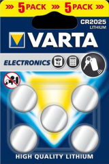 5 piles lithium bouton Varta CR2025 